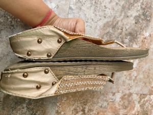 Golden Partywear Flats