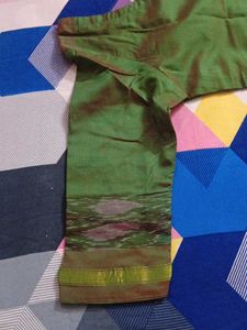 Elegant Green silk pochampalli border kurta