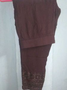 Brown Embellished Leggings
