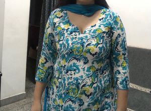 Blue Sweetheart Neck Kurta Set