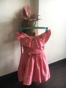 Cute Frock With Neck Detailing For Toddlers