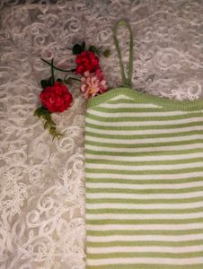 Green Striped Knit Cami