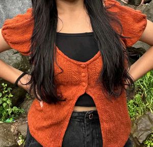 Brown Front Slit Top 🤎