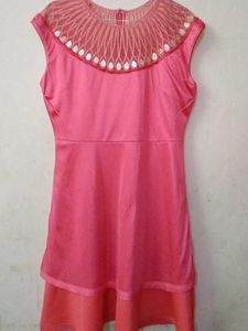 Beautiful Dress ,neck Decorated With Stones