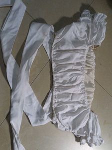 White Ruffle Crop Top