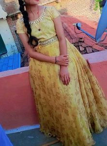 Printed Shinning Golden Dress 😍