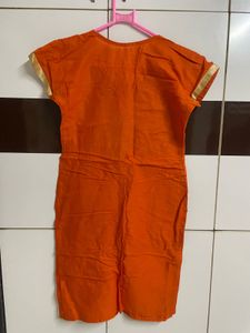 Orange Embroidered Kurti