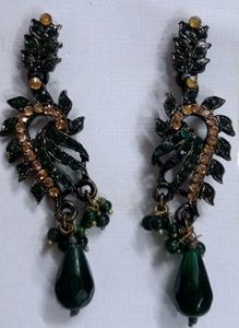 Victoria Polished Dark Green Earrings