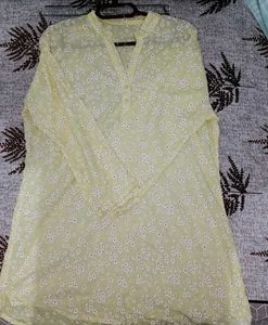 Yellow Floral short kurta
