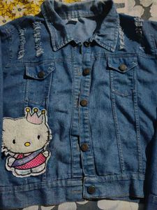 Distressed Hello Kitty Denim Jacket