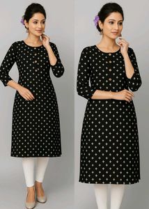Black Red Blue & White Print Kurti