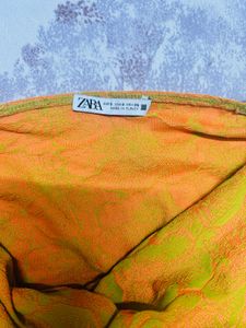 ZARA Cut -Out  Bodysuit Orange- Green Size S