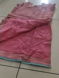 Embroidery Patch Work Kurta Pink