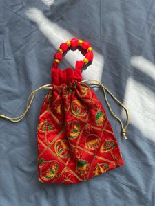 Red Embroidered Potli Bag