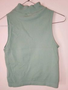 Mint Green Ribbed Mock Neck Top