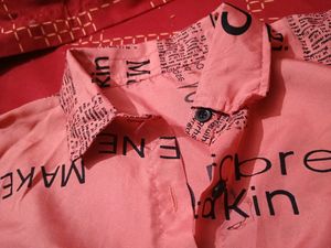 Pink Newspaper Print Tie-Front Top