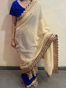 BLUE CREAM SAREE