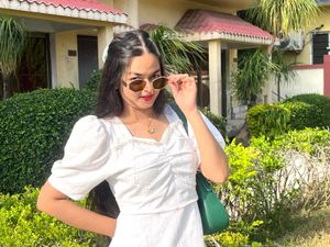 White Puff Sleeve Midi Dress