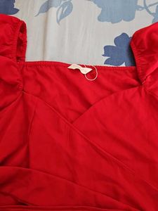Red tie up crop top