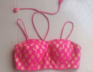 Swtantra Pink Brocade Spaghetti Strap Blouse