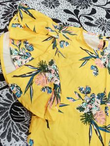 Yellow Floral Print Top