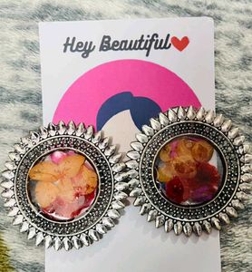Floral Pressed Flower Statement Earrings