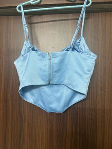 Light Blue Satin Corset Top