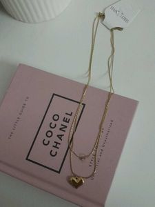 Solitaire &amp; Heart Layered Necklace(anti Tarnish)