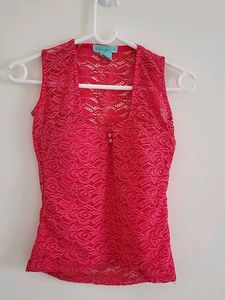 Pink Lace Sleeveless Top