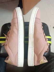 Blush Pink Textured Casual Sneakers