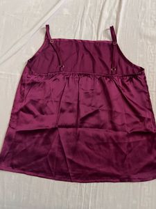 Burgundy Satin Night Suite Set