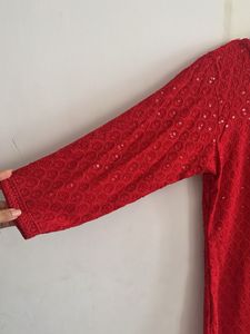 Red Embroidered Kurti