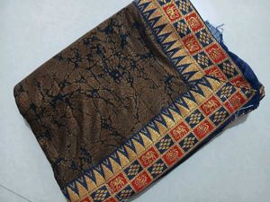Elegant Brown &amp; Gold Saree