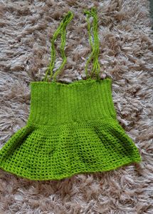 Handmade Crochet Green Top