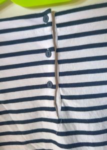 White Black Stripes Top With Frill Extender