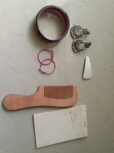 Neem Wood Comb,2pair Earings,1kangan