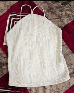White Textured Tank Top