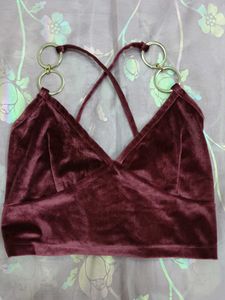Burgundy crop bralette top