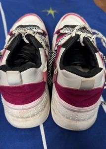 White Multi Colour Trendy Shoes