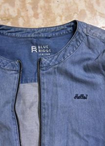 Rust Jumpsuit With Denim Jacket