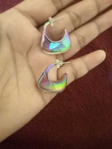 Iridescent Baguette Earrings/ Designer Rainbow