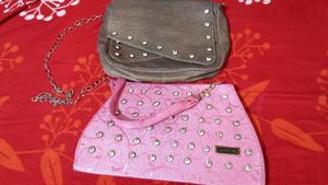 2 Bags 👜🎒pink And Tan Colour