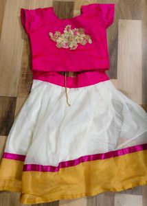 White Pink Baby Lehenga