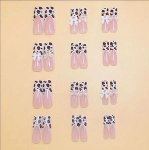 Leopard Print Bow Accent Press-On Nails