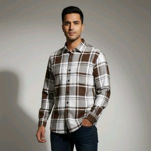 Brown Plaid Casual Shirt