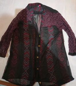 Boho Sheer Button-Down Top