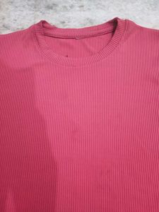 Pink Ribbed T-Shirt