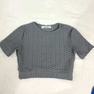 Textured Crop Top - Gray