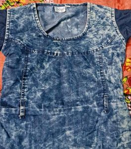 Dyed Blue Short  Frock Or Dress