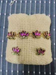 Lotus Bracelet &amp; Earrings Set